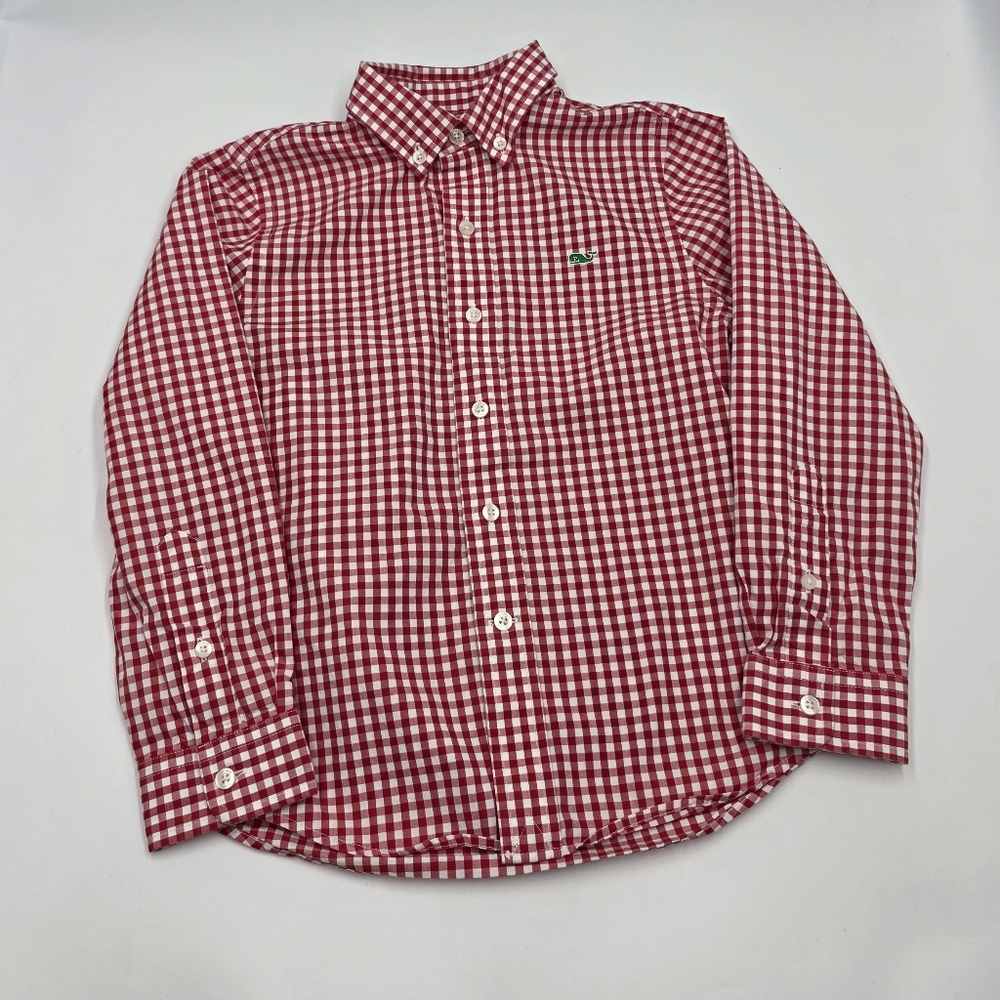 Vineyard Vines boys' red gingham button down shirt size 6